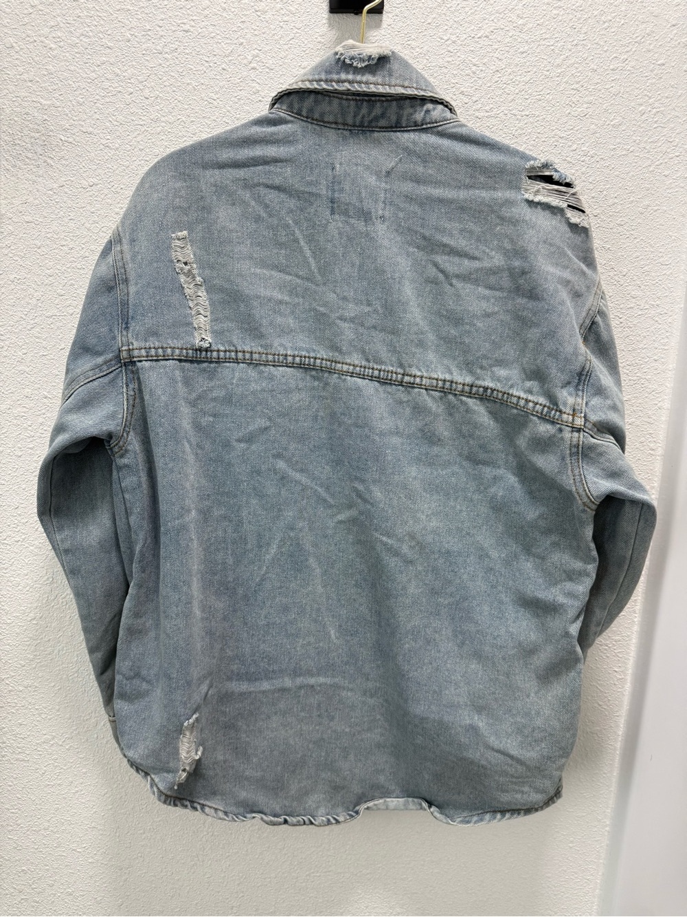 VTG Stoosh Blue Denim Distressed Jean Shirt Jacket Sz(M) - Picture 2 of 6